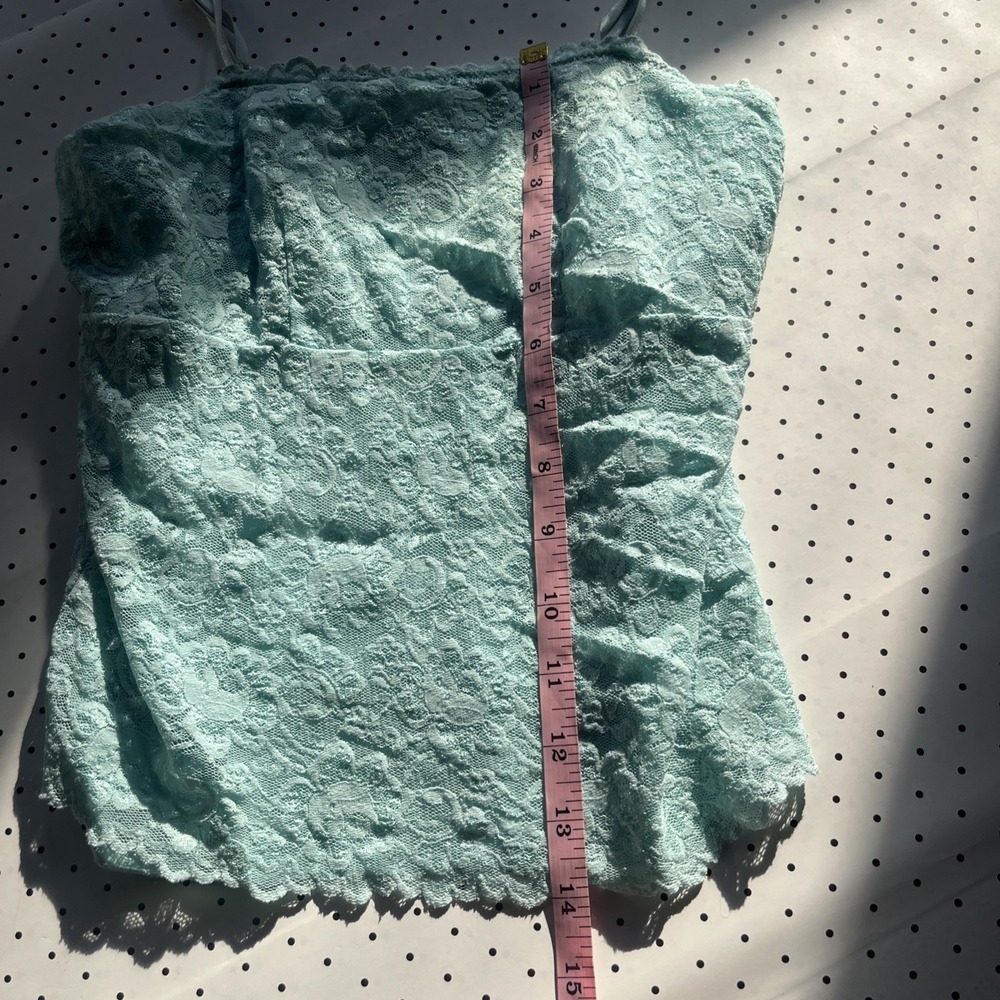 Y2K Lace Cami Balletcore Womens Small Seafoam Mint Blue Adjustable Strap - Picture 5 of 7